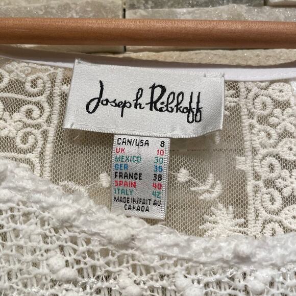 Joseph Ribkoff Sheer Knit Sweater Top, 8 | White Mesh, Lace Bridal, Cottagecore - Picture 3 of 8